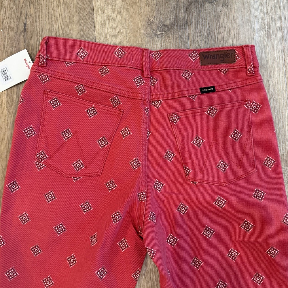 Wrangler Womens High Rise Bold Boot Red Diamond Print Jeans Size 12x32 NWT - Picture 10 of 10
